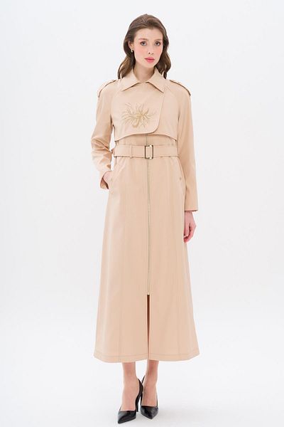 Olcay معطف رياضي - طباعة كيب وأكمام مزخرفة بالحجر BEIGE 4305