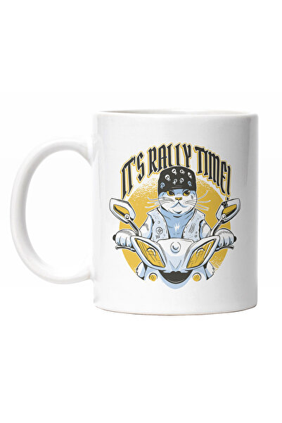 StoryGift Romania Cana Cu Pisica Motociclista Cu Bandana Neagra Si Mustati Lu...