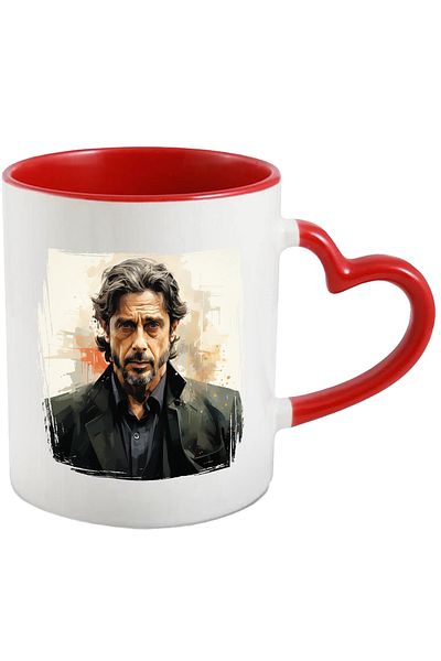 StoryGift Romania Cana Cu Al pAcino, Camasa, Actor, Celebritate, Hollywood, Multicolor 330 ml, Cer, Cu Maner Inim