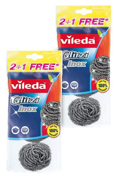 Vileda 2 Pack of 3 Steel Dish Wire Set