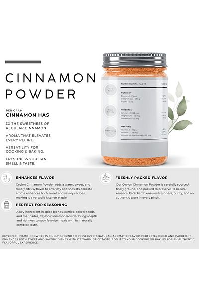 AWAFI MILL Sri Lankan Cinnamon Powder | Ceylon Dalchini - Bottle of 100 gram / 3.5 Oz