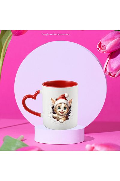 StoryGift Romania Mug with a kitten sticking its head out of a destroyed wall | illustration | gau, Cu,STG.