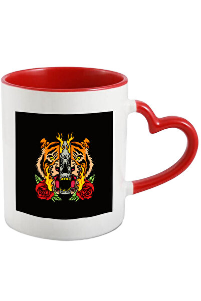 StoryGift Romania Cana Cu Tigru, Craniu, Flacari, Trandafiri, Multicolor 330 ...