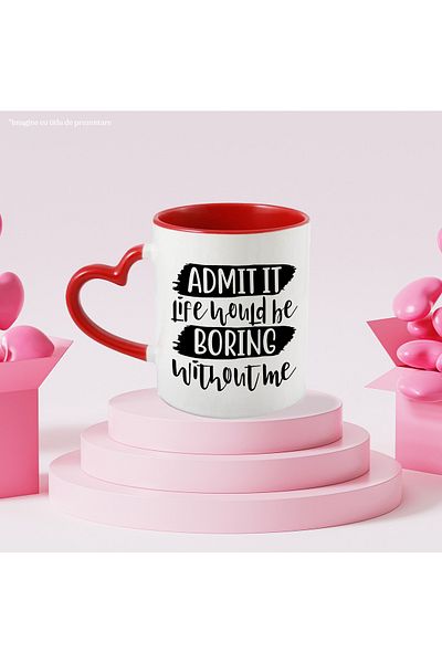 StoryGift Romania Mug for those who consider themselves important - boring life with Heart Handle, With ,STG.