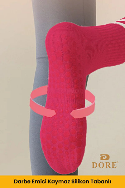 Dore Orijinal Unisex 3 Çift Kaymaz Pilates Ve Yoga Plates Kaydırmaz Tabanlı Çorap Siyah Beyaz Nar Çiçeği