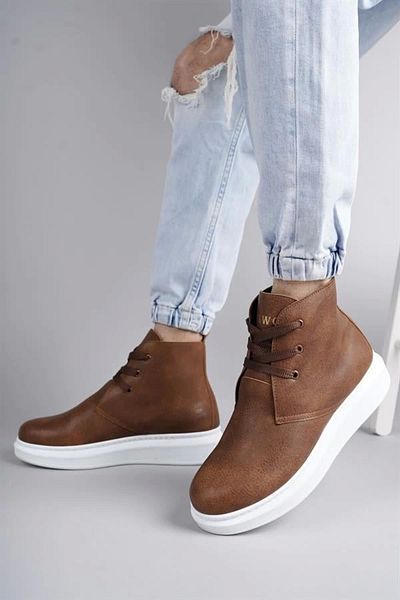 SaklıModa Slw207 Oslo Lace-Up Skin Ανδρικά καθημερινά αθλητικά μποτάκια Bt - Tan