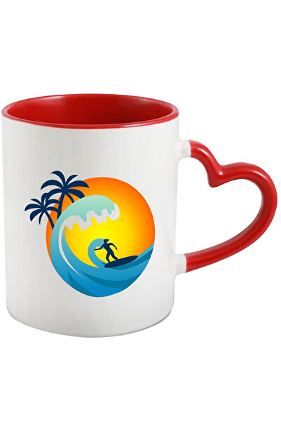 StoryGift Romania Cana Cu Surf, Val, Palmieri, Apus, Mare, Multicolor 330 ml,...