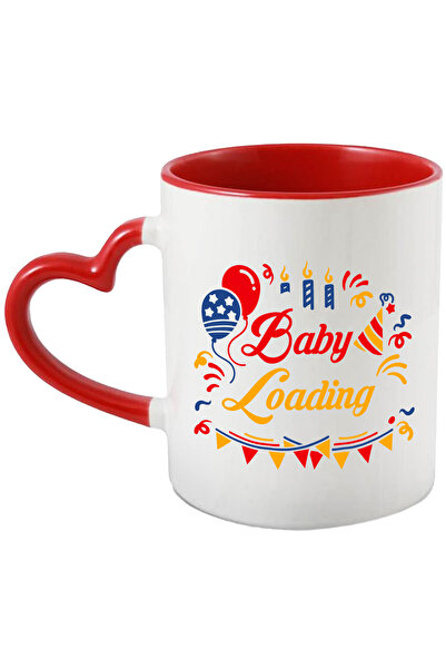 StoryGift Romania Cana cu textul in engleza "Baby loading" - bebelusul se incarca cu Maner Inima R, Cu Maner Inim