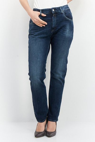 Replay Women Boyfriend Fit Stretchable Washed Denim Jeans, Blue