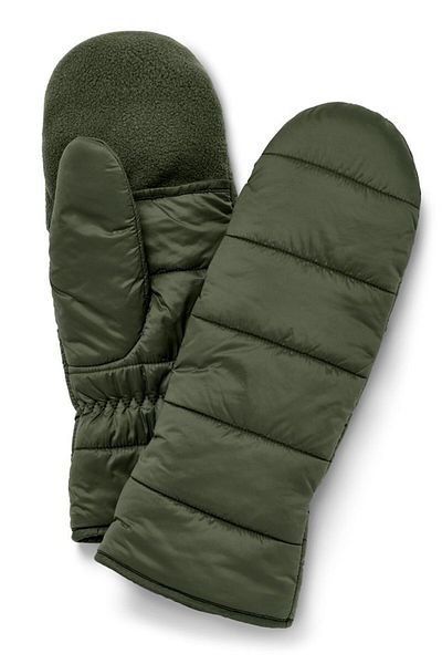 Tchibo Women 1 Pair Quilted Folding Mittens, Dark Olive