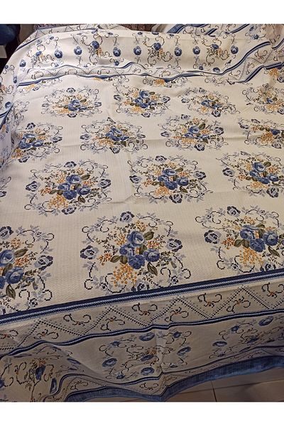 ŞENER HOME Model Buchet Imprimat 200x240 Cm Dublu (BATTAL) Stiuca Unică - Albastru