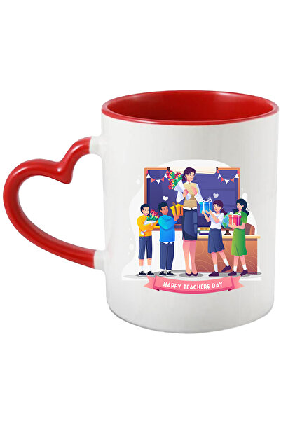 StoryGift Romania Cana Cu Mesaj In Engleza Happy Teachers Day, Ziua Profesorului, Elevi, Scoala, T, Cu Maner Inim