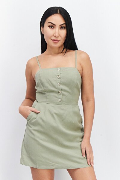 Lost + Wander Women Plain Mini Casual Dress, Sage