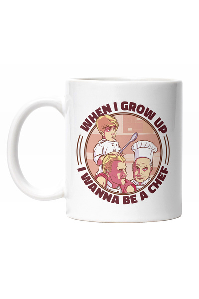 StoryGift Romania Cana Cu Bucatari Chefi, Text In Engleza When I Grow Up I Wanna Be A Chef, Arta , Cu Maner Alb