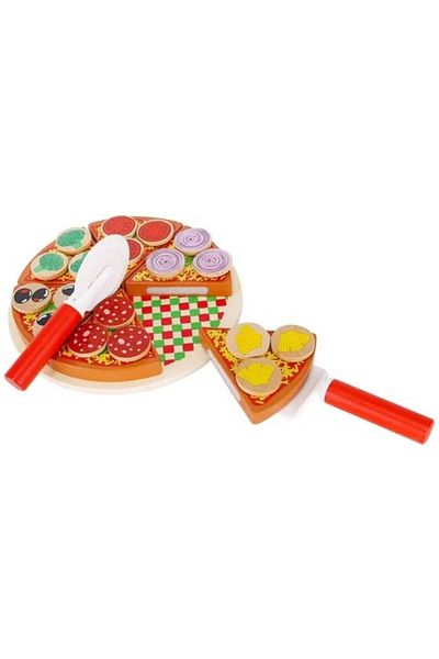 zola Wooden game for children, pizza model, easy to slice, 27 pieces