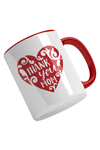 StoryGift Romania Cana Cu Text In Engleza Thank You Mom, Inima Rosie, Multume...