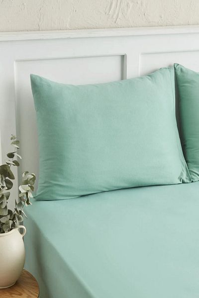 LaLiva Fitted Double Fitted Sheet + 2 Pillowcases Aqua Green Fitted