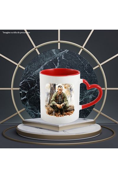 StoryGift Romania Cana Cu Forrest Gump, Personaj Fictiv, Film, Hollywood, Multicolor 330 ml, Ceram, Cu Maner Inim STG