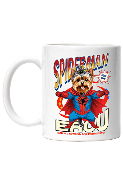 StoryGift Romania Cana cu Yorkshire Terrier Caine In Costum de SpiderMan cu P...