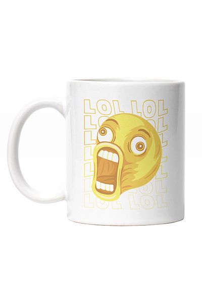 StoryGift Romania Cana Cu Mesaj In Engleza, Emoji Haios, Emoticon, Lumea Virtuala, Chip Cu Gura , Cu Maner Alb