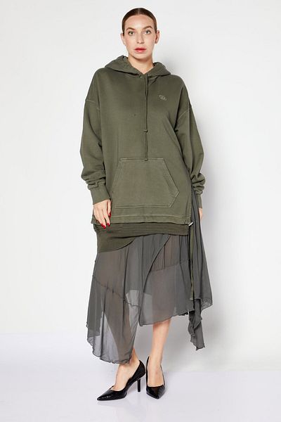 Diesel Women Embroidered Logo Midi Dress, Olive