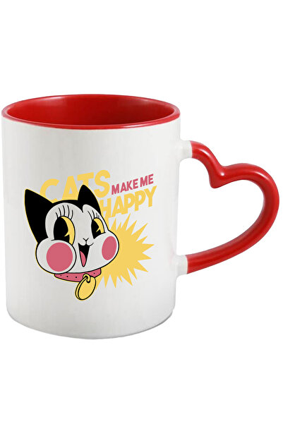 StoryGift Romania Cana Cu Mesaj In Engleza Cats Make Me Happy, Pisica, Zgarda...