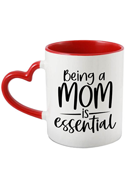 StoryGift Romania Cana cu textul "Being a mom is essential" - sa fii o mama este esential cu Maner, Cu Maner Inim