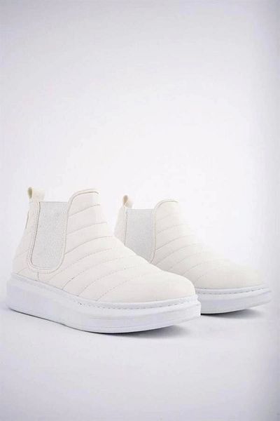 Store Slw205 Boston Laceless Skin Men's Sports Boots Bt - White