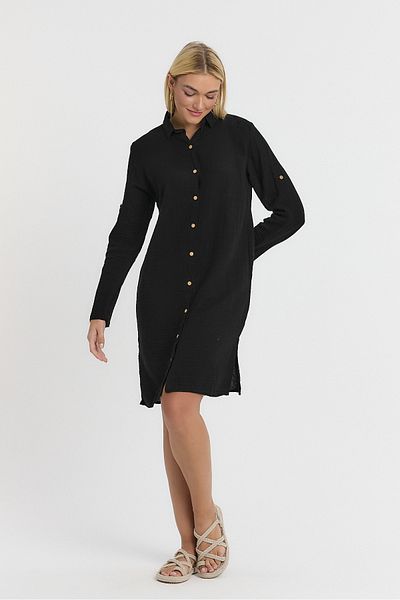 Heaven Ephesus Muslin Cotton Collared Tunic - 1060