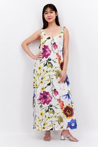 Esprit Women Floral Print Sheath Dress, White Combo