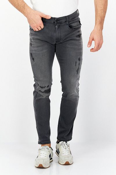Replay Men Slim Fit Rip Stretchable Jeans, Black