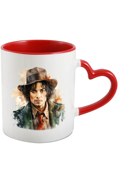 StoryGift Romania Cana Cu Michael Jackson, Celebritate, Regele Muzicii Pop, Multicolor 330 ml, Cer, Cu Maner Inim