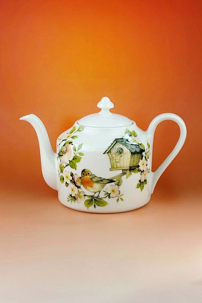 Bursa Porselen Dekor Bird and Its Nest Porcelain Teapot