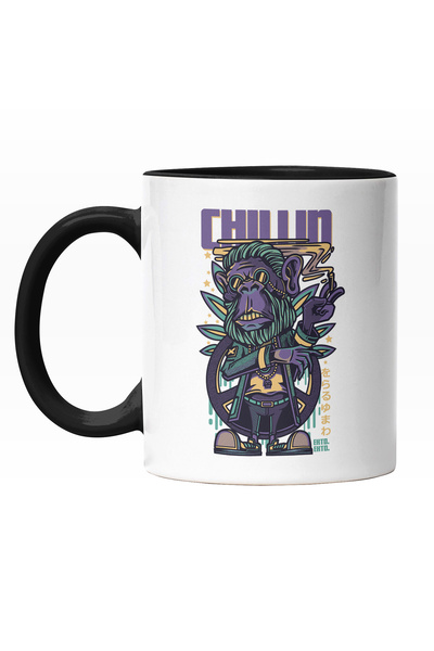 StoryGift Romania Cana Cu Maimuta In Haine Stil Hippie Mov CU Tigara IN Mana,...