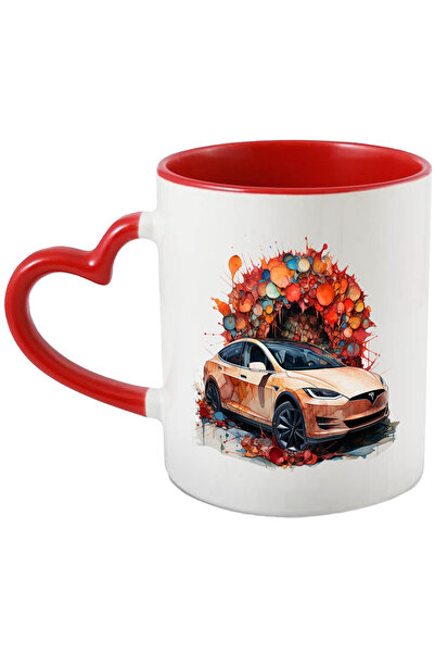 StoryGift Romania Cana Cu Masina, Tesla, Ilustratie Abstracta, Roti, Multicol...