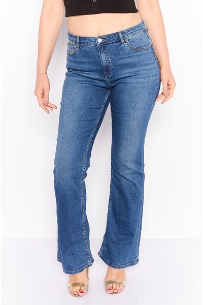 Esprit Women Bootcut High Rise Wide Leg Stretch Jeans, Navy