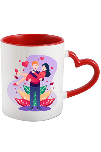 StoryGift Romania Cana Cu Cuplu, Iubire, Inimi, Frunze, Relatie, Multicolor 3...