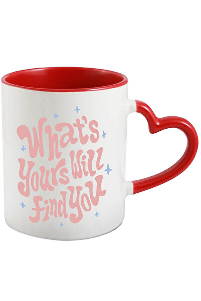 StoryGift Romania Cana Cu Mesaj Inspirational What's Yours Will Find You, Stele, Multicolor 330 ml, Cu Maner Inim