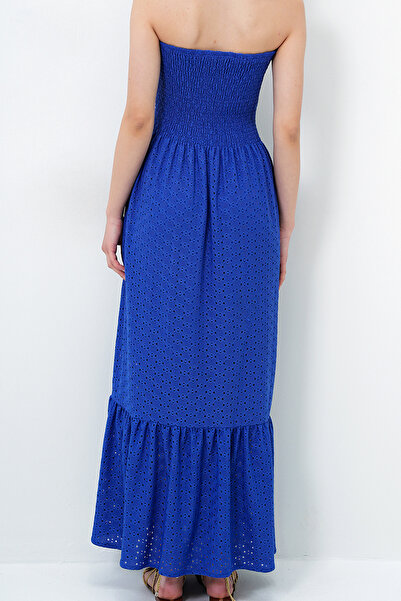 VAGGON Women's Saks Gipeli Lined Guipure Strapless Dress Prmx14137