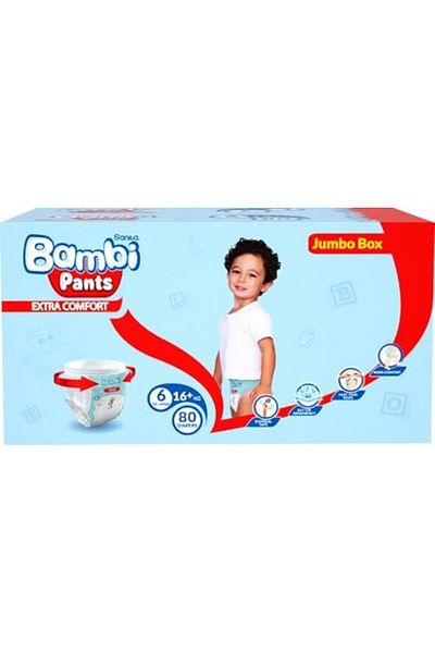 Sanita Bambi Pants, Size 6, XXL, Jumbo Box, 80 Diapers