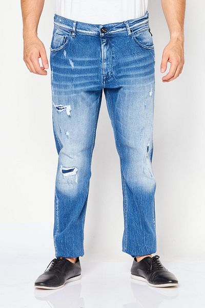 Replay Men Slim Tapered Fit Wash Stretchable Denim, Blue