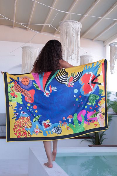 Sukkha Lucivia Pareo - Ocean Pattern, Inner Show Silk Satin Fabric - 150X100 cm