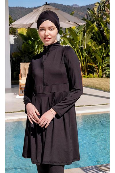 Mayom Lycra Black Hijab Swimsuit with Quick Dry Tights 2514