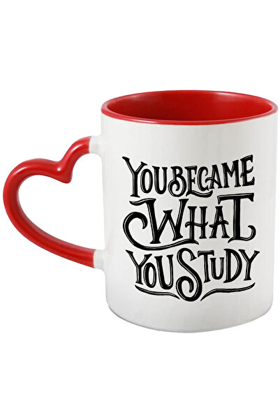 StoryGift Romania Cana Cu Mesaj In Engleza You Became What You Study, Devii Ce Studiezi, Scoala, E, Cu Maner Inim