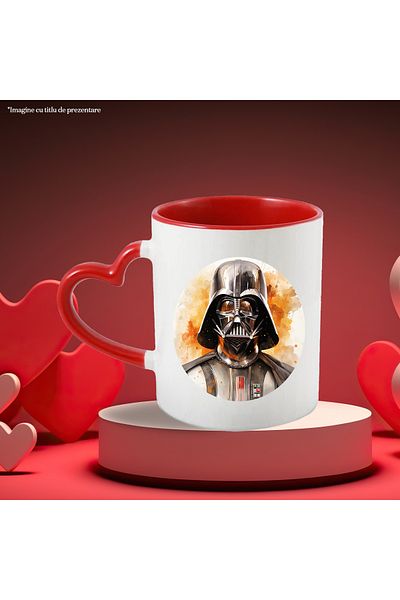 StoryGift Romania Cana Cu Darth Vader, Cerc, SF, Star Wars, Apus, Explozie De Vopsea, Multicolor 3, Cu Maner Inim STG