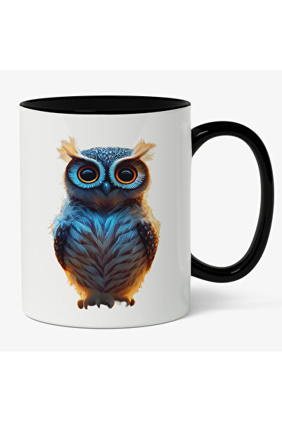 StoryGift Romania Cana Cu Pasare Nocturna bufnita Cu Pene Colorate, Infatisar...