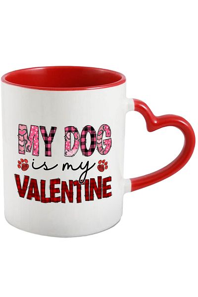 StoryGift Romania Mug with the message "My dog ​​is my Valentine", Valentine's Day, illustration, dog, year, With, STG