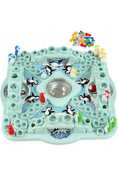 zola Joc interactiv pentru copii, pinguini veseli, apasa zarul si muta pinguinul , 26x26x4 cm