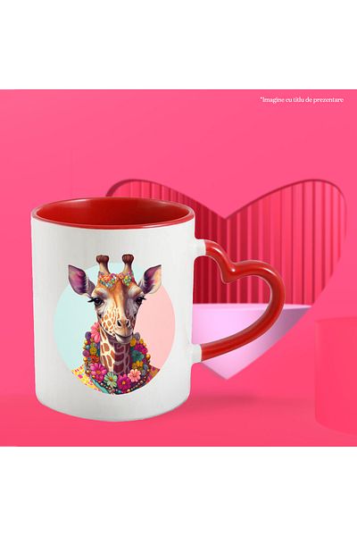 StoryGift Romania Cana Cu Girafa, Hippie, Flori, Lantisor, Coroana, Fantasy, Multicolor 330 Ml, Ce, Cu ,stg
