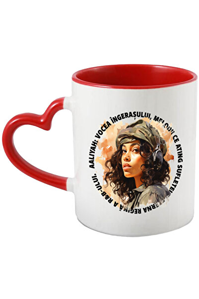 StoryGift Romania Cana Cu Mesaj Aaliyah Vocea Ingerasuluim R&b, Muzica, Multicolor 330 ml, Ceramic, Cu Maner Inim